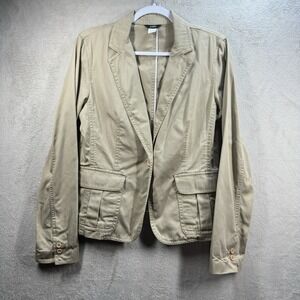 J Crew Blazer Women's L Beige‎ Preppy Capsule Basic Travel Office One Button